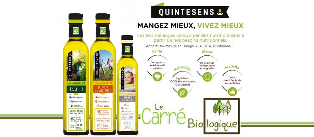 Les huiles quintesens enrichies en oméga 3 disponible dans votre magasin bio de Janzé Le Carré Biologique